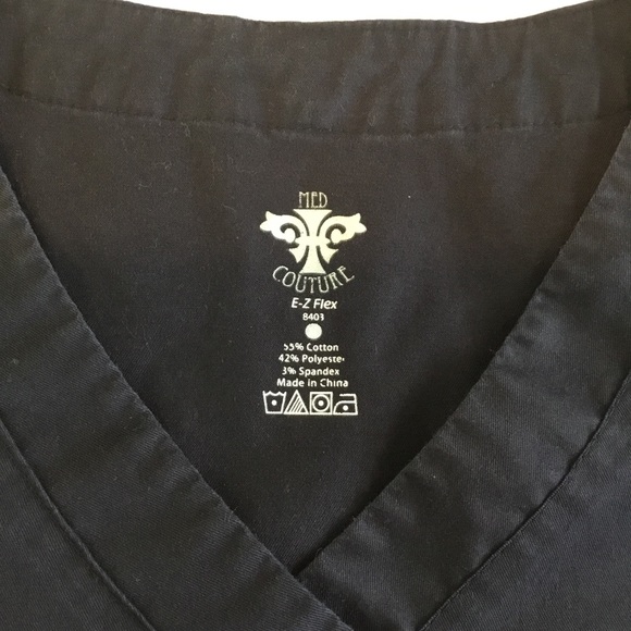 Unisex, Couture E-Z Flex Scrub Top, Med, Black, - Picture 5 of 8